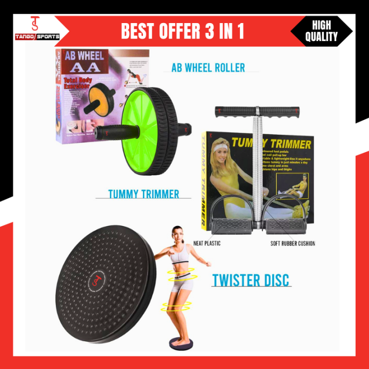exercise machine pack of 3 , Tummy trimmer, ab wheel roller, twister disc, exercise machine, exercise pack, exercise products