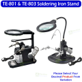 Helping Hand Soldering Stand TE-802/ TE-803 for solder work magnifying glass portable with Light by Electrica. 