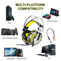 EKSA E800 7.1 Surround Gaming Headset Metal Frame Soft Protein Memory Foam 3D Bass Wired Headphones with Noise Canceling Mic,  Aluminum Frame Rubberized Cable Compatible with PS4, PS5 Controller, Xbox One, PC, Computer. 
