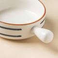 Random Color, Swirl Round Ceramic Serving Bowl with Handle, Soup Bowl, Salad Bowl, Bowl for Snacks, Microwave Safe, Dishwasher Safe (8.2 inch, 500 ml). 