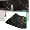 Marble Sheet Sticker PVC Self-Adhesive Waterproof Oilproof Tabletop and Kitchen Cabinet Wallpaper, Black/White with Golden Marble Texture, 0.18mm Thickness. 