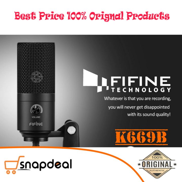 FIFINE K669B USB MICROPHONE WITH VOLUME DIAL FOR VOCAL RECORDING, PODCASTING ON COMPUTER