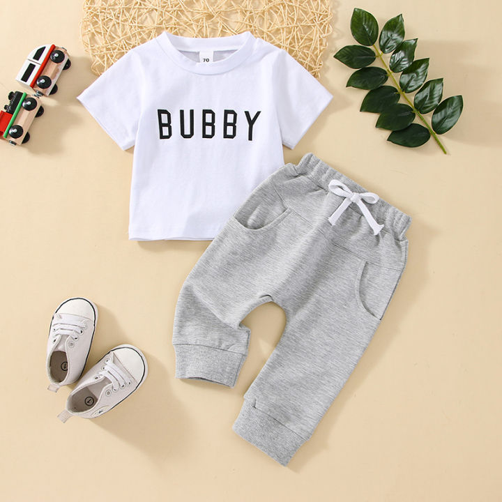 Baby%20Boys%20Summer%20Clothes%20Letter%20Print%20Short%20Sleeve%20T-shirt%20Tops%20with%20Stretch%20Casual%20Drawstring%20Pants%20Set%20-%20Image%203