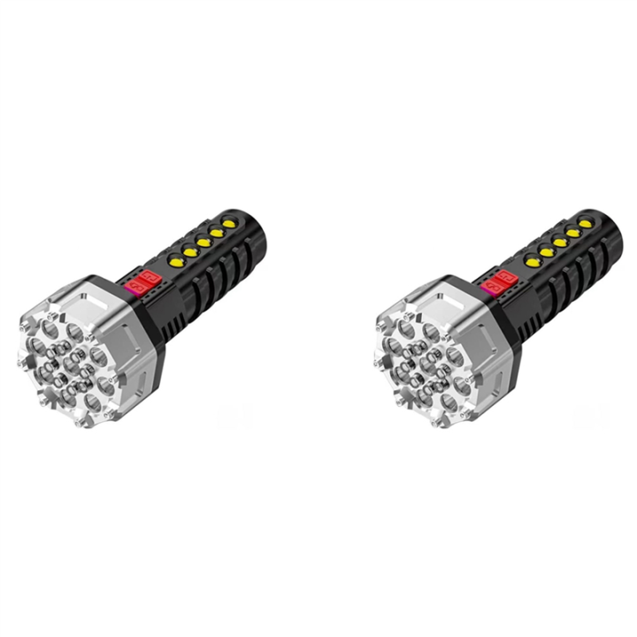 2X 2000 Lumens Ultra-Bright Floodlight Flashlight, High Lumens Rechargeable Flashlights for Outdoor Searching, Camping