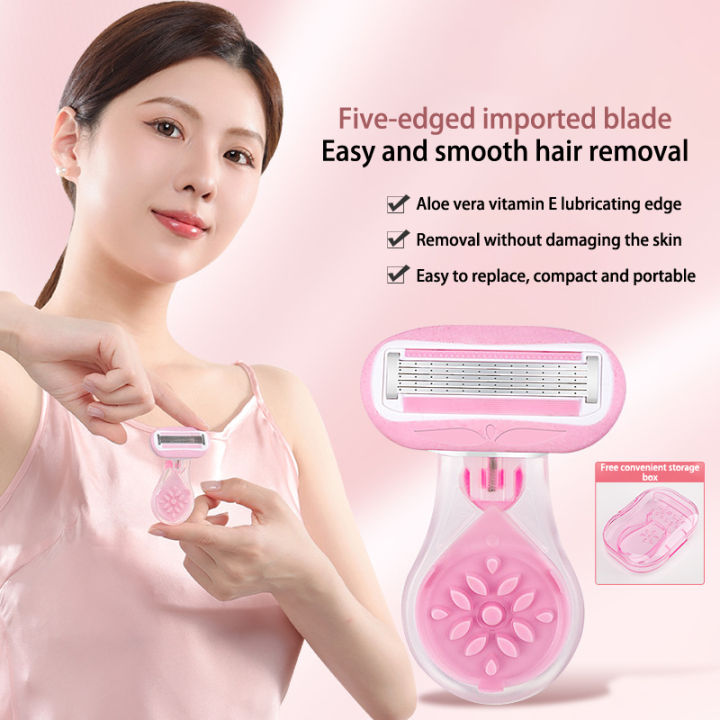 Portable Shaving Razorblade Portable Short Handle Women Razor Blade 5 Layers With Soap Bar Smooth ...