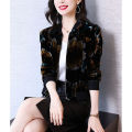 Pleuche Coat Women2022Spring and Autumn New Printed Short Top Retro Hong Kong Style Long Sleeve Jacket Baseball Uniform Fashion. 