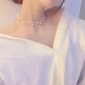 Fish Line Pearl Necklace Choker Short Clavicle Chain Women. 
