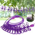 Portable Clothing Clothesline With 12 Clips Retractable Laundry Dryer Clothes Rope Drying Rack Cloth Hanging Line For Outdoor. 