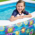Bestway 54120 Happy Flora Swimming Pool For Kids 90 Inch Inflatable Rectangular Large Kids & Family Swimming Pool Summer Season Pools Party With Inflatable Vinyl Deep Swimming Pool with 22 Inch depth 5 foot width & 7.5 ft. 