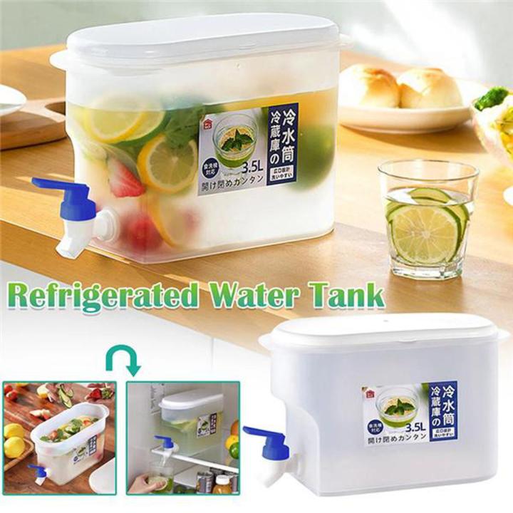 3500ml Refrigerator Cold Water Kettle Water Container box 3500ml Refrigerator Cold Water Kettle Water Container With Faucet For Fridge Household Lemonade Bottle Drinkware Cold Water Bottle Container