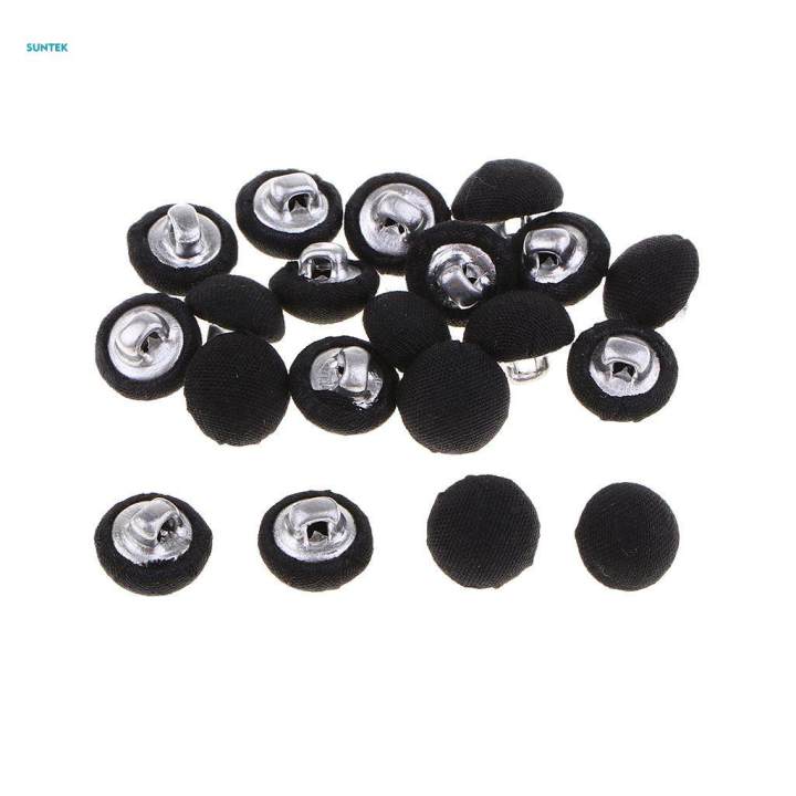 4x20Pcs Mushroom Cotton Fabric Covered Button for Sewing Scrapbooking Black