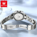 OLEVS watch for women original waterproof fashion diamond dial luminous calendar Stainless steel relo for women Women Casual Watches 9945. 