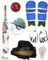 PREMIUM SPORTS Pack of 7 Cricket Kit Set For 12 - 14 Years Juniors (1 x Hard Bat 1 x Hard Ball 1 x Pair of Gloves 1 x Cricket Kit Bag 1 x Helmet 1 x Under Guard 1 x Pair of Junior Leg Pads) - MultiColor. 