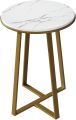 Beautiful and modern X-Style Round Small side Table with White Marble Texture for living room and Home decoration. 