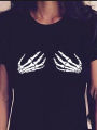 Funny Skull Skeleton Hand Print T Shirt Women Short Sleeve O Neck Loose Tshirt 2020 Summer Women Tee Shirt Tops Women. 