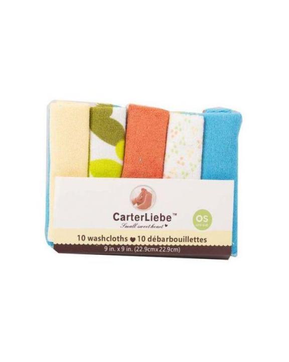Pack Of 10 - Baby Wash Clothes - 100% Cotton - 9X9 Inch - Multicolour