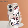 Hontinga for OPPO A60 Back Cover Cute Shy Hello Kitty Pattern Ladder Soft Camera Protection Rubber Phone Case for Girls. 