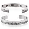 Inspirational I Am The Storm Bracelets for Women Mom Personalized Gift for Her Engraved Mantra Cuff Bangle Birthday Jewelry. 
