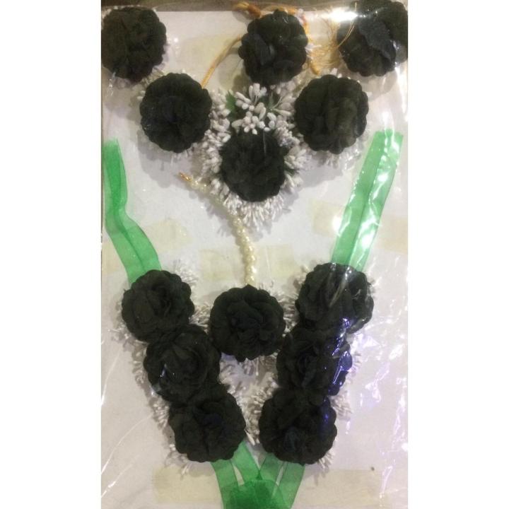 Bridal Artificial Flower  Jewellery Set /Neckless / Bracelets / Earing/ / Tikka/Ring  For Mendhi, and Multi faction #-JS11