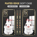 (Free Lanyard ) For Infinix Note 8 Back Cover Luxury 6D Plating Mascot Rabbit Side Pattern Soft Silicone Square Mobile Phone Case. 