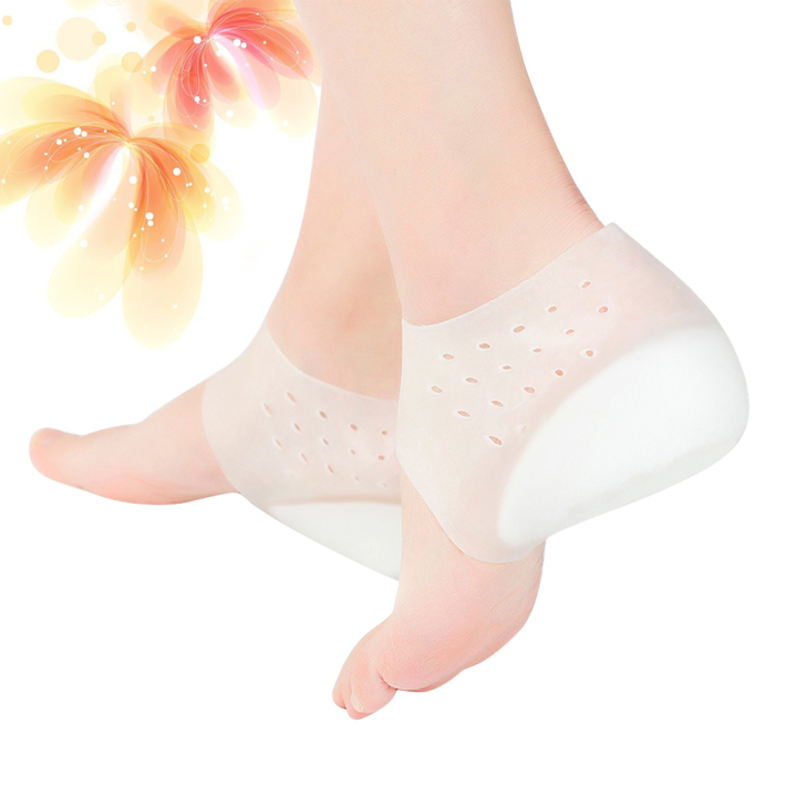 Height Increase Insole Invisible Heel Lift Pads Silicone Inserts Socks Reinforcer Non- Heightening Socks for Men 2cm White