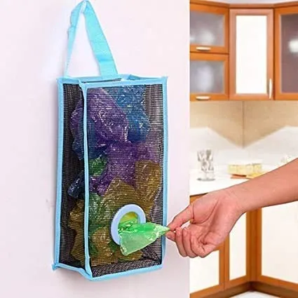 Cute Cat Plastic Bag Holder – Blue Fish Design Wall-Mounted Bag Dispenser | Kitchen, Pantry & Home Storage