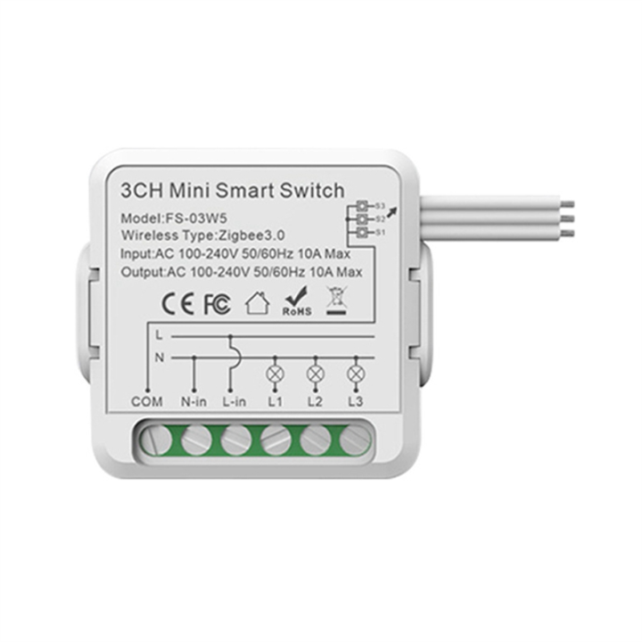 Zigbee Relay Switch Module 3 / 4 Channel AC100-240V Work with Alexa Home Mini Smart Switch Module B