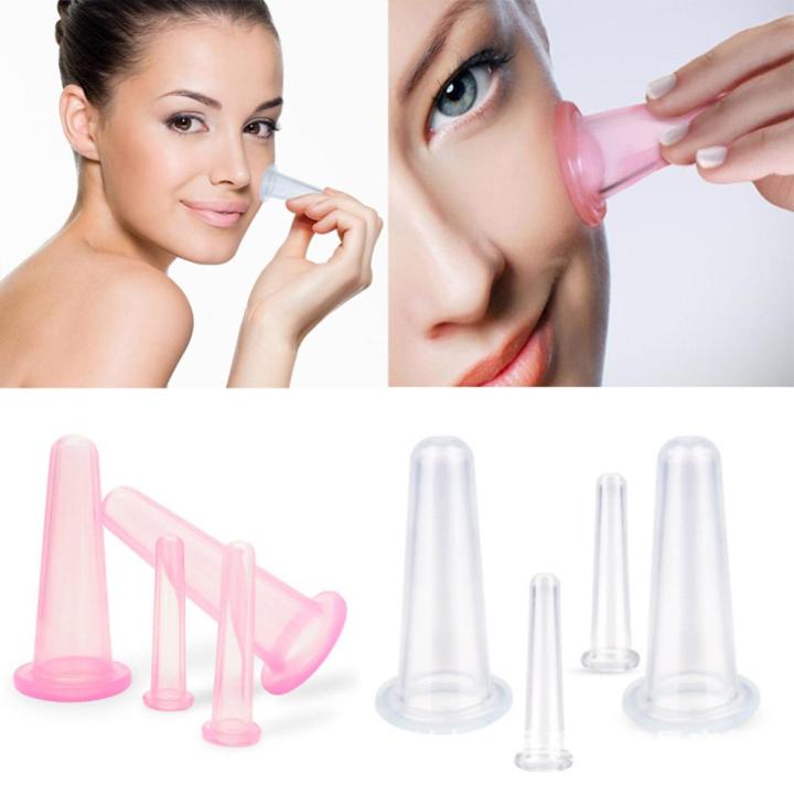 4pcs/set Silicone Cupping Suction Can Vacuum Face Leg Arm Relaxation Massage Cup Silicone Facial Massage Cups Health Care Tools