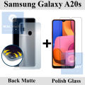 Samsung Galaxy A20s Tempered Glass Screen Protector Polish Glass + Back Matte Protector Soft Skin Sheet Soft Film Protection For Samsung Galaxy A20s. 