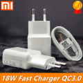 xiaomi fast charger 18W USB QC3.0 charger Type C Micro USB cable For xiaomi Redmi note 7 8 se 9s MI 6 mi 3 4 5 redmi. 