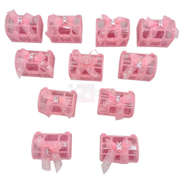 Pink It's a Girl Mini Treasure Favor Boxes - 12 Pcs (2" H x 2.9" W)