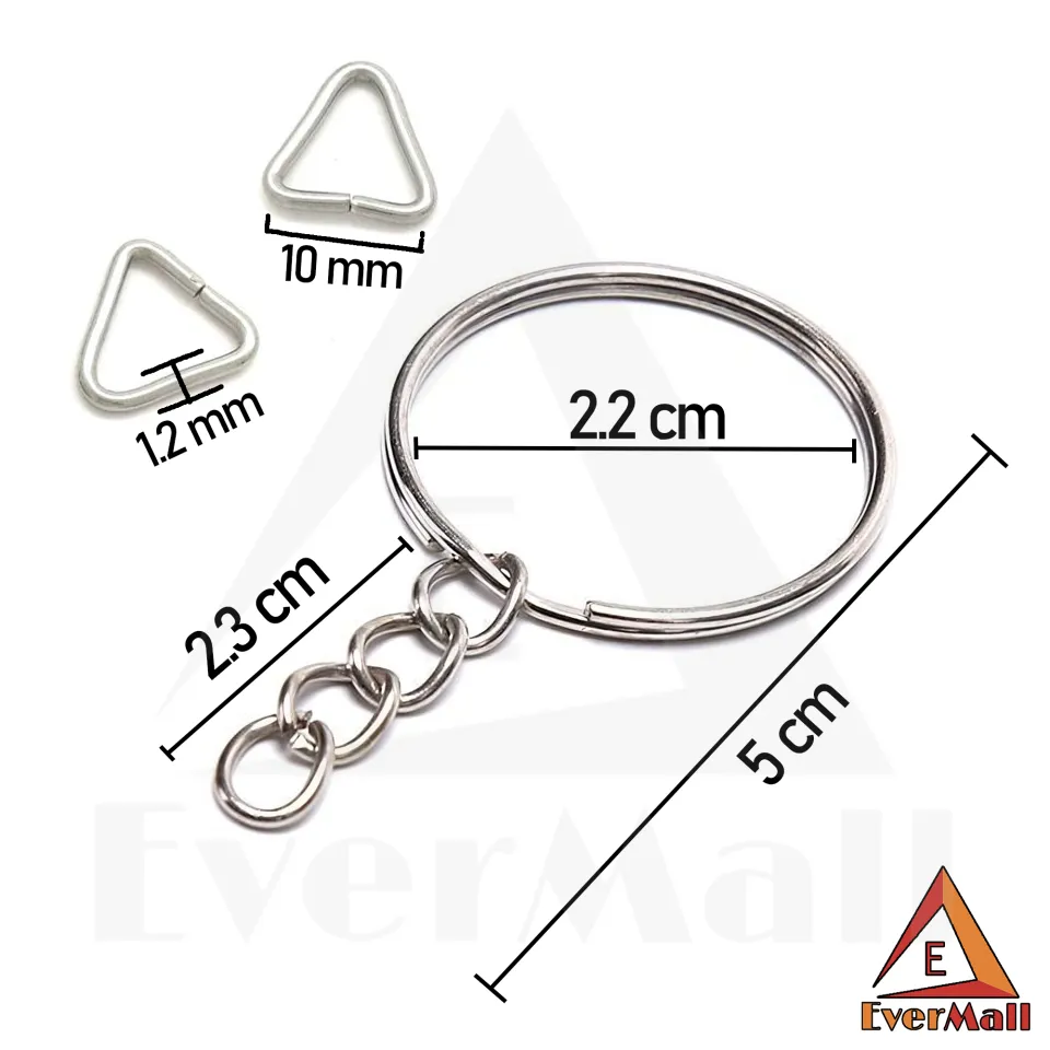 50 Key Rings with Triangle Jump Rings for Crafts Bulk Metal Key