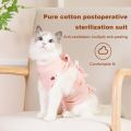 Post-surgery Cat Apparel Soft Breathable Cat Surgery Recovery Suit Cartoon Pattern Anti-lick Jumpsuit for Neutering Weaning Adjustable Strap Postoperative Care Clothes Cat Neutering Suit. 