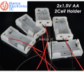 2 Pieces Wired 2X1.5V AA Battery Holder Plastic Case Storage Box Black with Metal Plate Robot Experiment. 