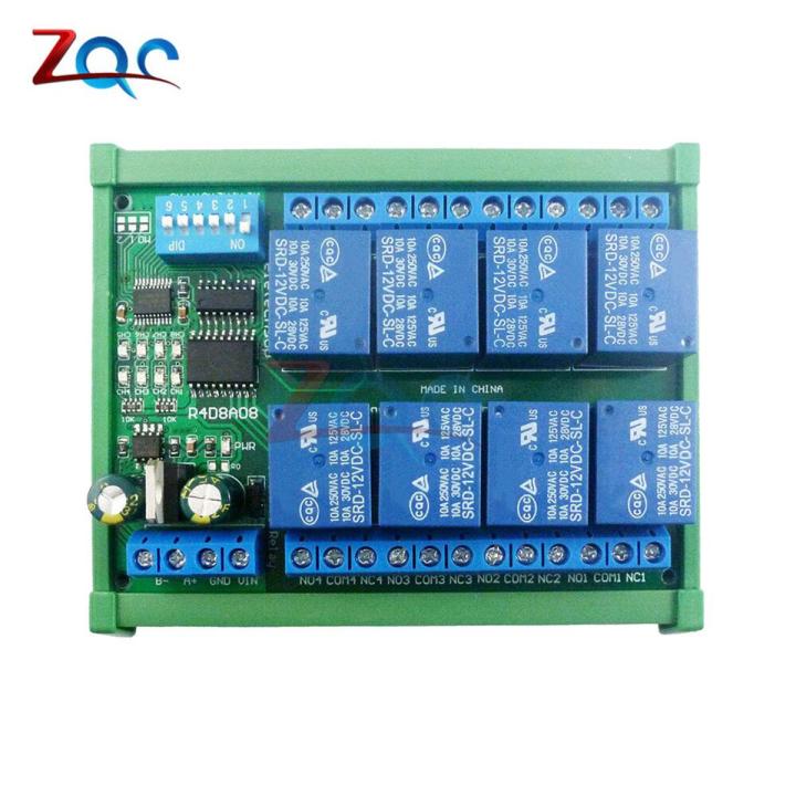 DC 12V Relay Module 8 Channel MODBUS RTU RS485 Relay Board PLC Controller Serial Port Switch with DIN35 Rail Box for Arduino