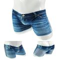 Men Comfortable Breathable Big Pouch Sports Ice Silk 3D Denim Printed Shorts Jean Underwear Boxer Briefs. 