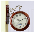 Wall Clock Outdoor Station Garden Hallway Double Sided Wall Mount Clock Retro. 