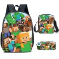3D New Minecraft Primary and Secondary School Students Printed School Bag Backpack Shoulder Bag Pencil Case Three-Piece Set. 