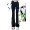 Hot girl strip sports bell bottoms, women's spring and autumn design, high-waisted, slim, drape, mopping the floor, casual and thin, yoga pants. 