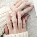 [ZOMI] 10Piece/Set Punk Style Simple Fashion Metal Finger Ring. 