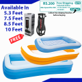 Rectangular swimming Pools with FREE HAND PUMP | Inflatable Swimming pool(5FT,7.5 FT,8.5FT,10FT)(57403,57181,56483,58484. 
