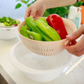 Double Layer Rotating Dishwashing Vegetable Washing Basket Wet And Dry Separation Kitchen Hollow Drain Rice Drain Basket Kitchen Utensils. 