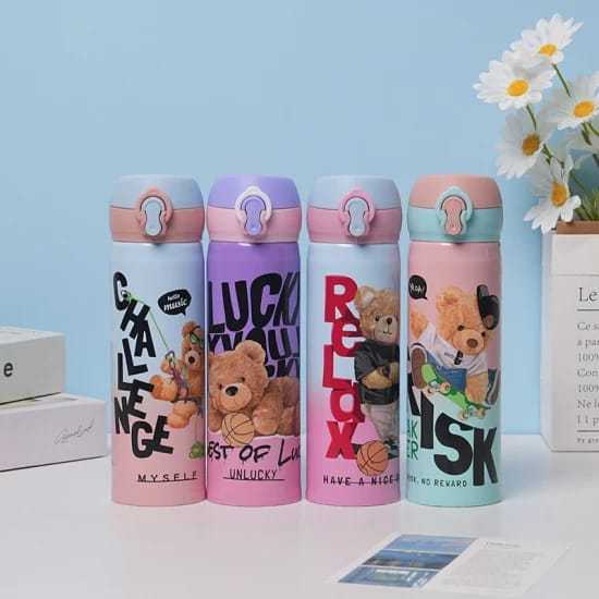 Bottle | Water bottle |500m Cartoon cute Teddy bear water Bottle | In multi design and color |Best for kids and other multi purpose | In best quality