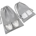 Pack of 10 Travel Shoes Storage bag with clear window non-woven with PVC Bag. 