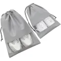 Pack of 12 - Travel Shoes Storage bag with clear window non-woven with PVC Bag. 