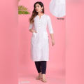Simple White Cotton Shirt Ladies Kurti For Girls. 