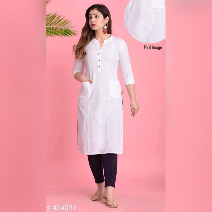 Simple White Cotton Shirt Ladies Kurti For Girls