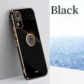 For Vivo Y53s Y51s Y31 Back Cover with Ring Holder Stand Luxury 6D Plating Square Frame Shiny Case Camera Lens Protection Soft Silicone Mobile Phone Cases. 