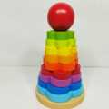 Rainbow Tower Stacker - Colorful Stacker - Tower Ring Blocks - Wooden Stacker. 