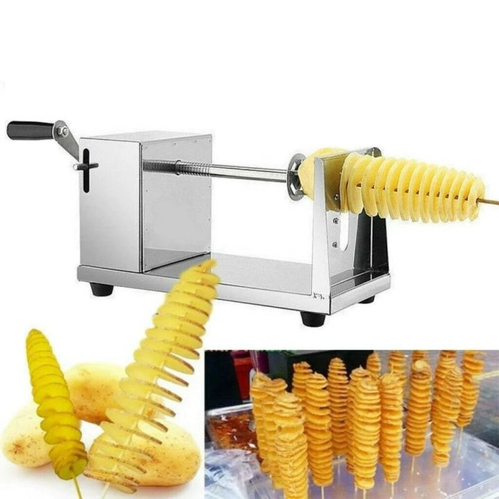 Manual Spiral Potato Slicer Twister Stainless Steel Tornado French Fries Slicer for Fruit, Potatoes, Cucumbers or Carrots